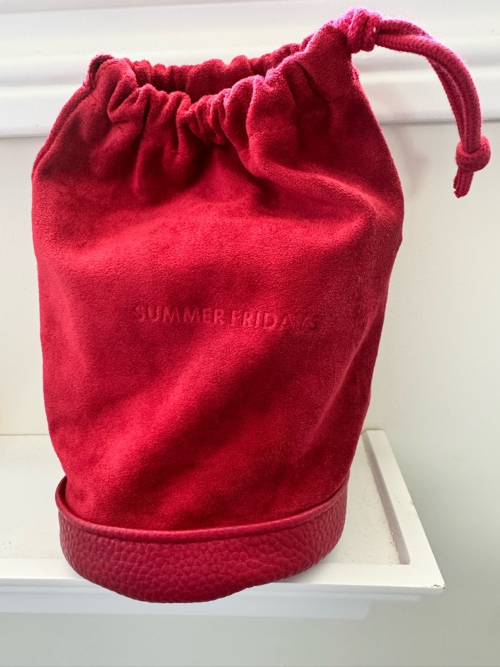 🆕 Summer Fridays Red Drawstring Pouch Bag | NEW | Makeup Travel Bag
